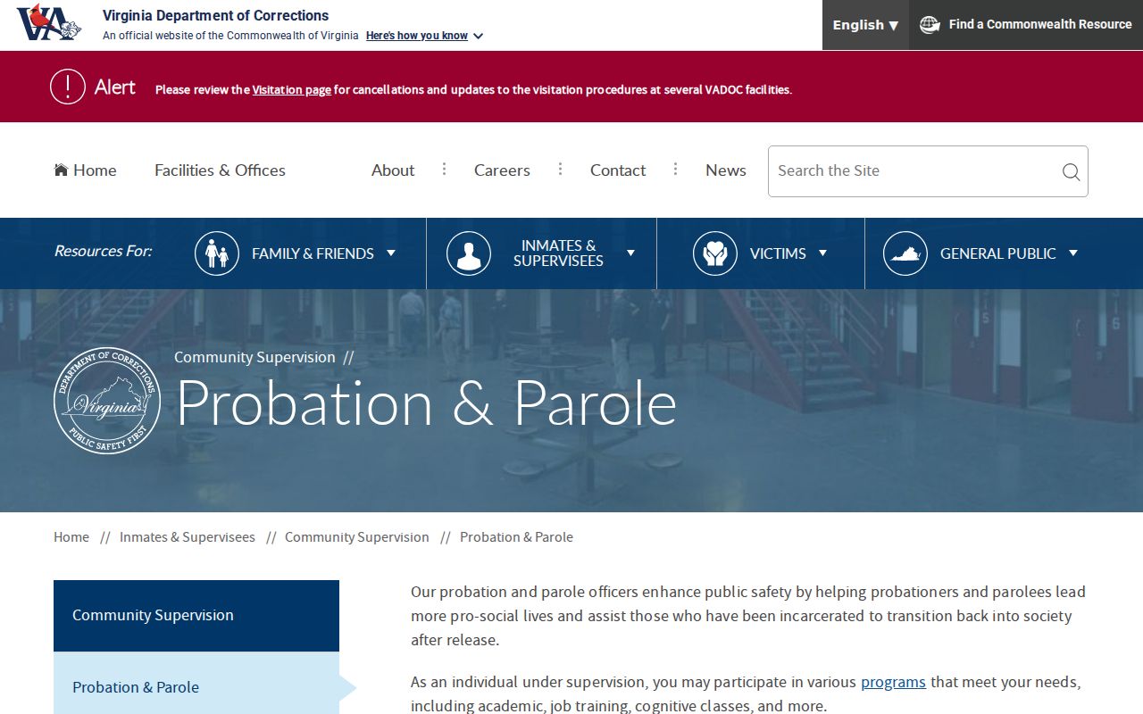Virginia probation and parole information following Nelson County arrest cases