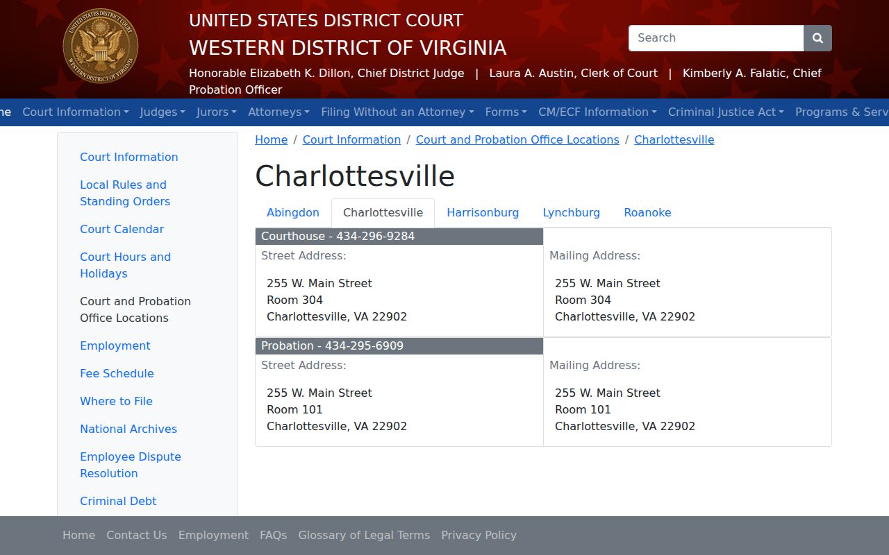 Federal criminal court location serving Nelson County cases