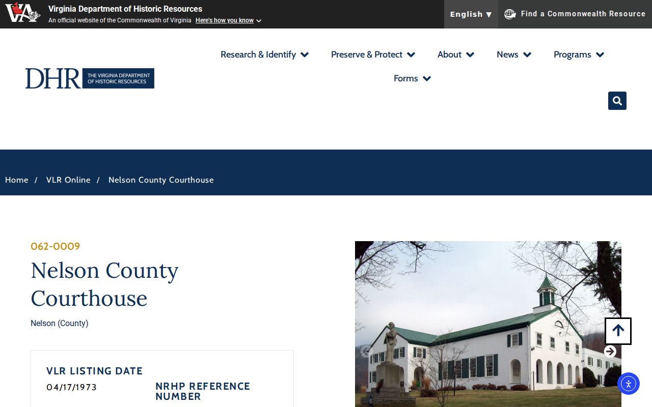 Nelson County criminal records five arch courthouse