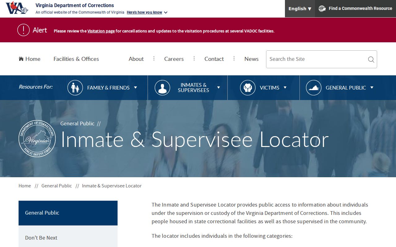 Nelson County criminal custody VADOC locator search