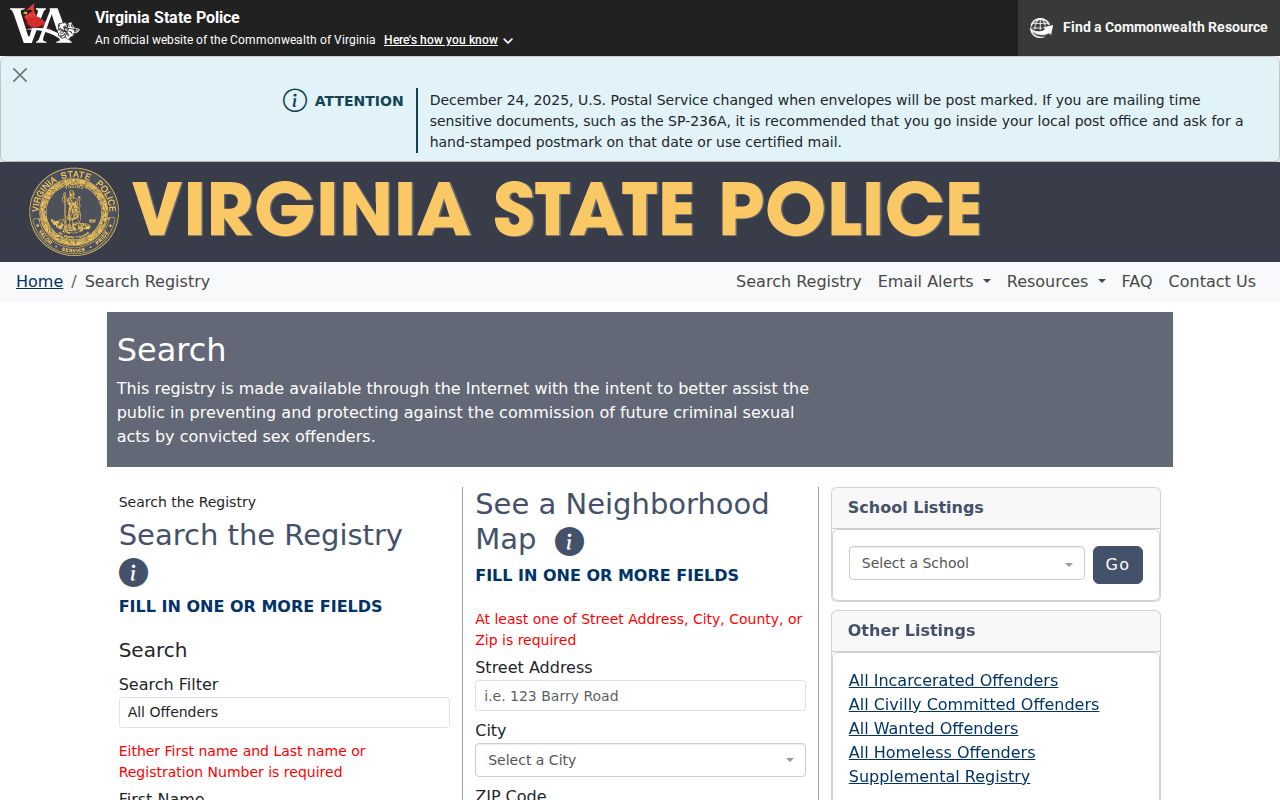 Nelson County sex offender registry search controls